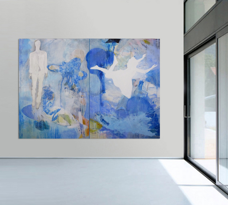 large abstract painting in a room
