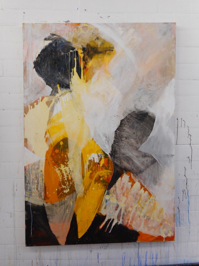 abstract painting in yellow